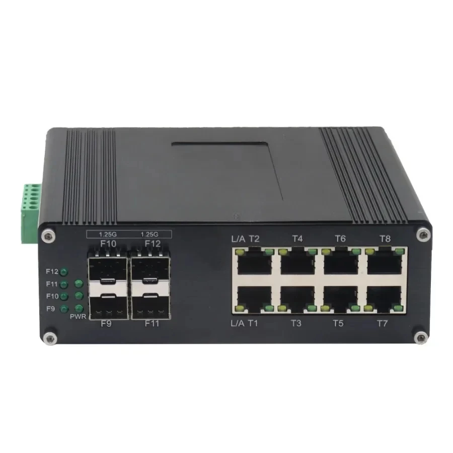 Managed Network Switch Industrial L2+ 8 Port 10/100/1000T + 4  1000X SFP Gigabit Ethernet