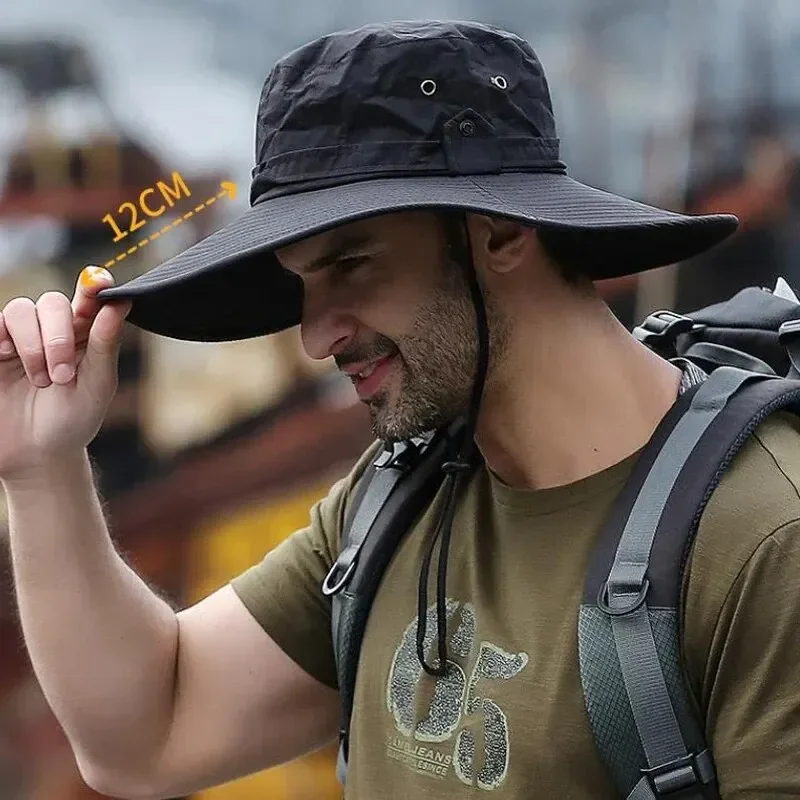Summer Mountaineering Fishing Hat, Men's UV Resistant Fisherman Hat, Large Eave Outdoor Work Sun Protection Hat, Sun Visor Hat