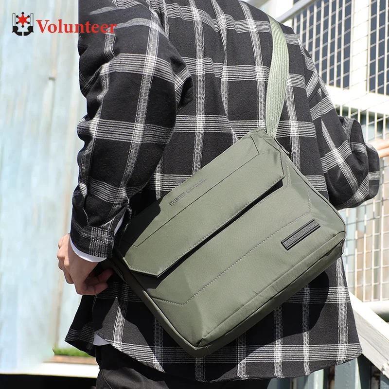 

VOLUNTEER Crossbody Bag Men 2025 New Fashionable Multi-pocket Oxford Cloth Large Capacity Solid Commuter Shoulder Bag 1713-06