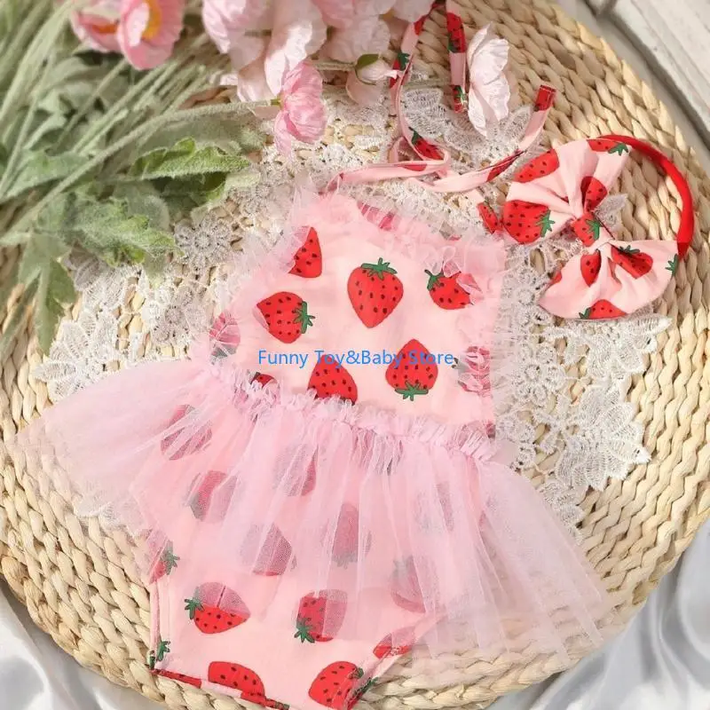 C90B Newborn Monthly Photography Props Set Headband Romper Photo Props Outfits