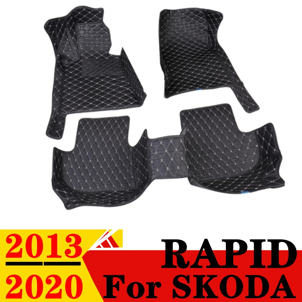 Car Floor Mats For SKODA Rapid 2020 2019 2018 2017 2016 15 2014 2013 Custom Fit Front & Rear Floor Liner Cover Foot Pads Carpet