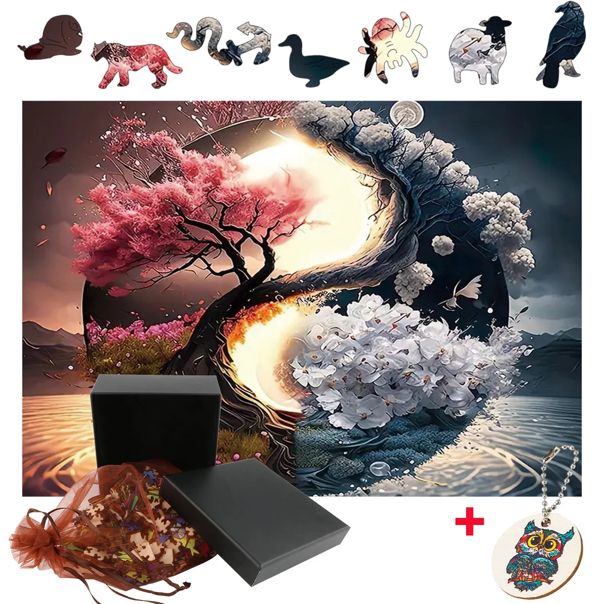 

Exquisite Irregular Shape TAICHI Wooden Jigsaw Puzzles Adults Children Educational Intellectual Charming DIY Crafts