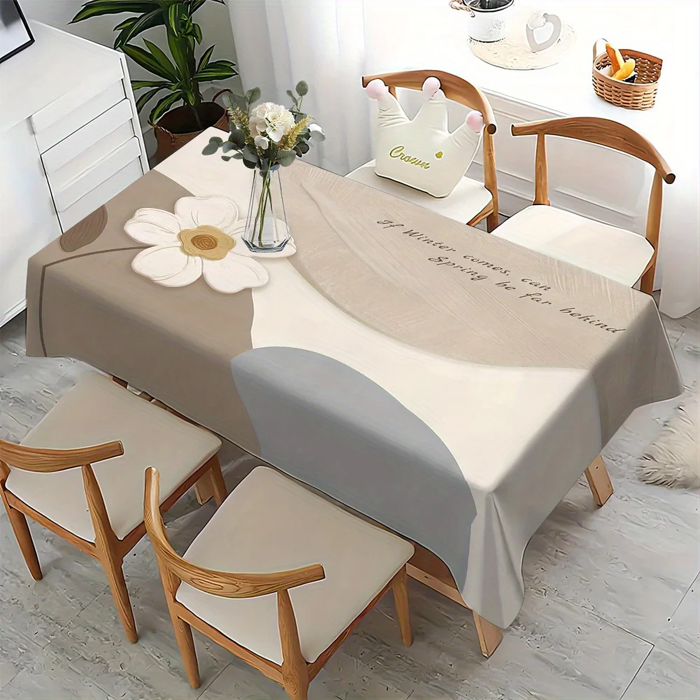 JIT + 1pc polyester tablecloth, simple floral pattern tablecloth, woven rectangular table coverzyc