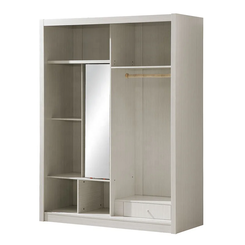 White Laminate Finish MDF Sliding Doors Cupboard Bedroom Wardrobe Furniture