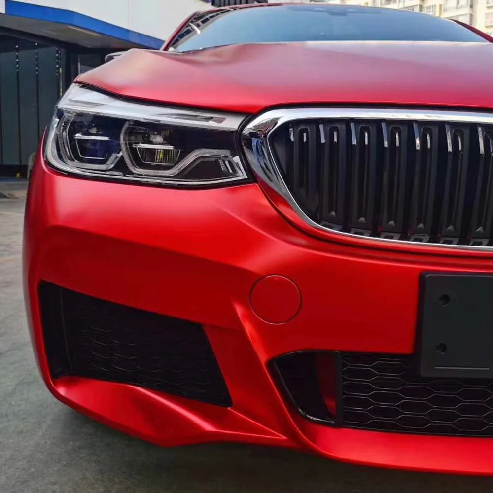 Air Release Stretchable Car Wrap Easy to Install Auto Vinyl Premium PET Car Body Film removable Ceramics Red