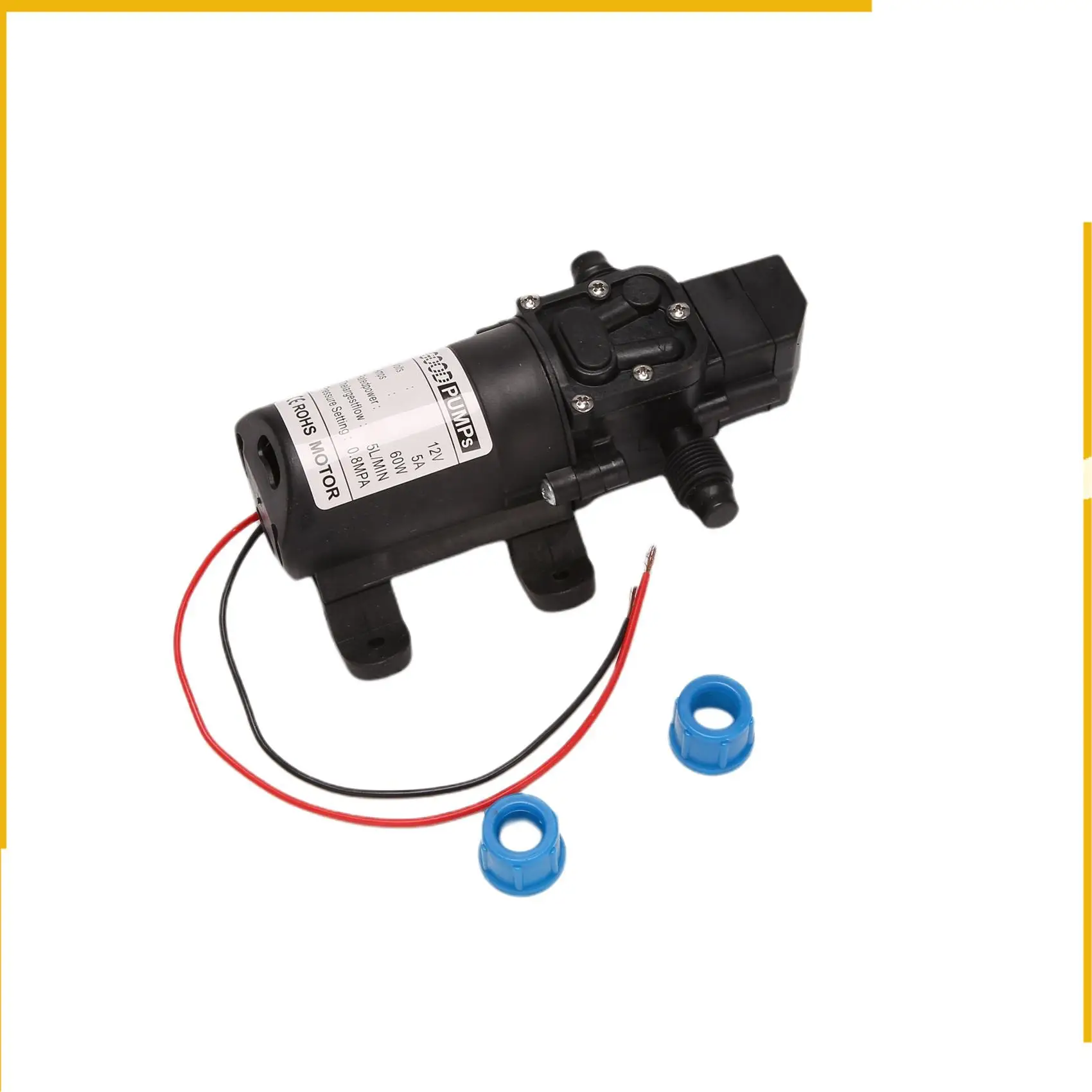 

A92P 2X Black DC 12V 60W High-Pressure Mini Membrane Water Pump Automatic Shutdown 5L / Min