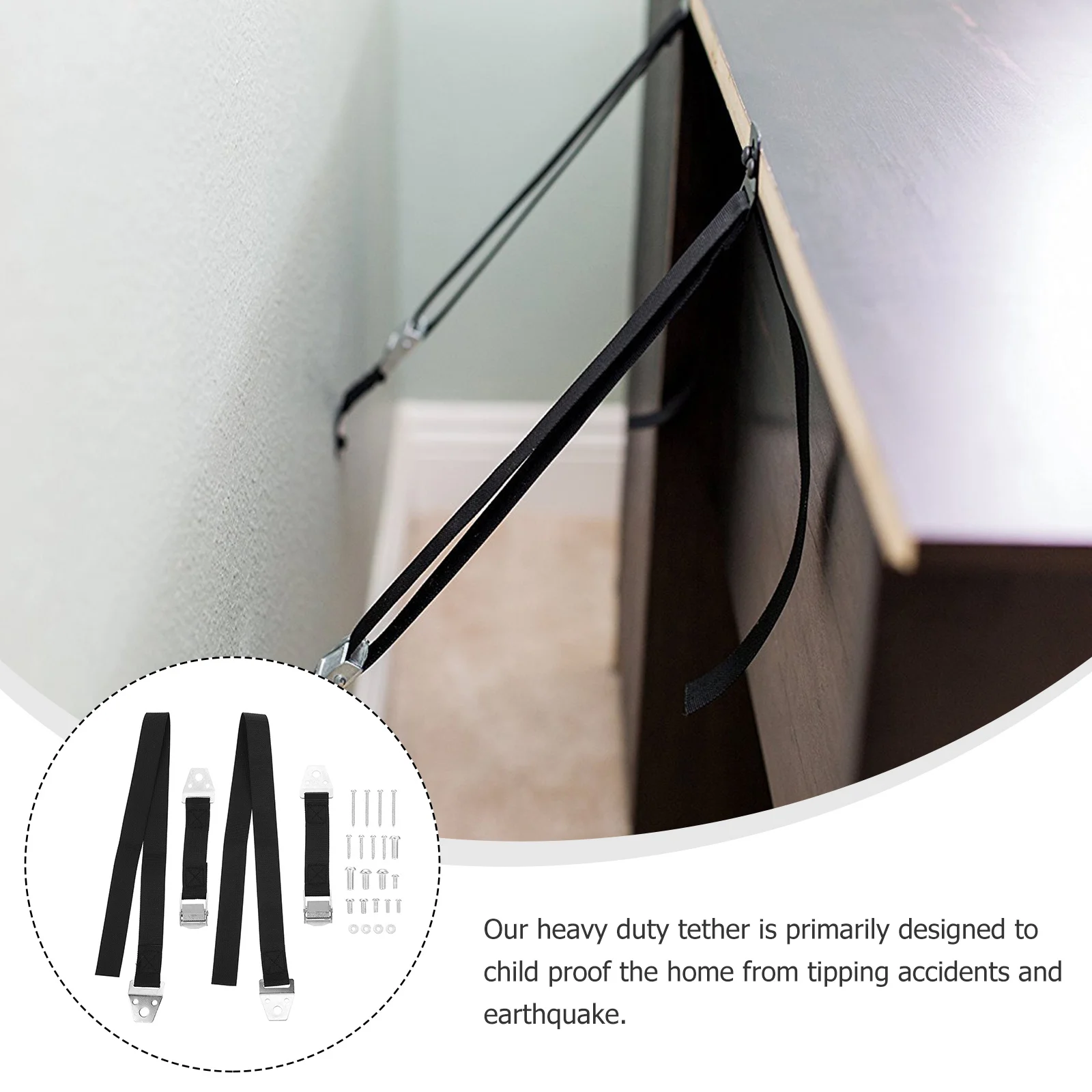 

2 шт. ремни с защитой от опрокидывания, сверхмощные регулируемые ремни безопасности для мебели для защиты детей и стабильность землетрясения