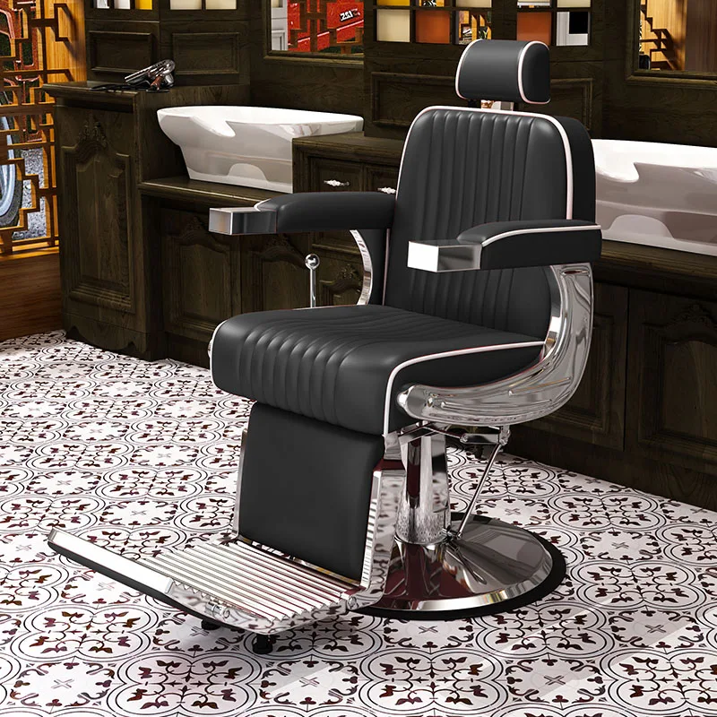 

Luxury Leather Vintage Barber Chair Footrest Professional Hairdressing Armchairs Reclining Silla Barber Furniture LJ50BC