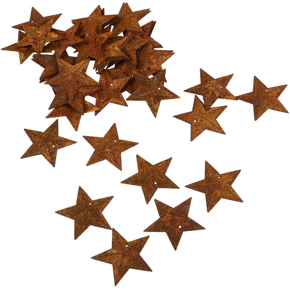 30 Pcs Rusty Pentagram Metal Barn Stars for Crafts Western Christmas Ornaments Decorations Small Tree