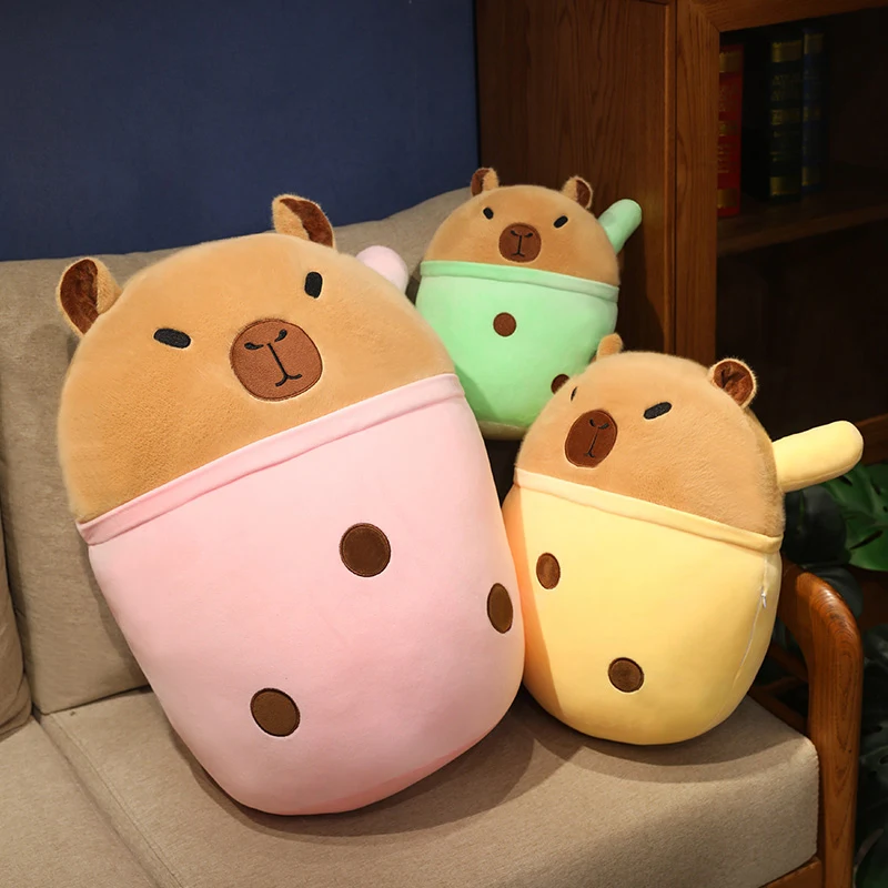 Boba Plushie Capibala Milk Tea Plush Doll Pillow Creative Design Cute, Soft, Comfortable, Available in Multiple Colors