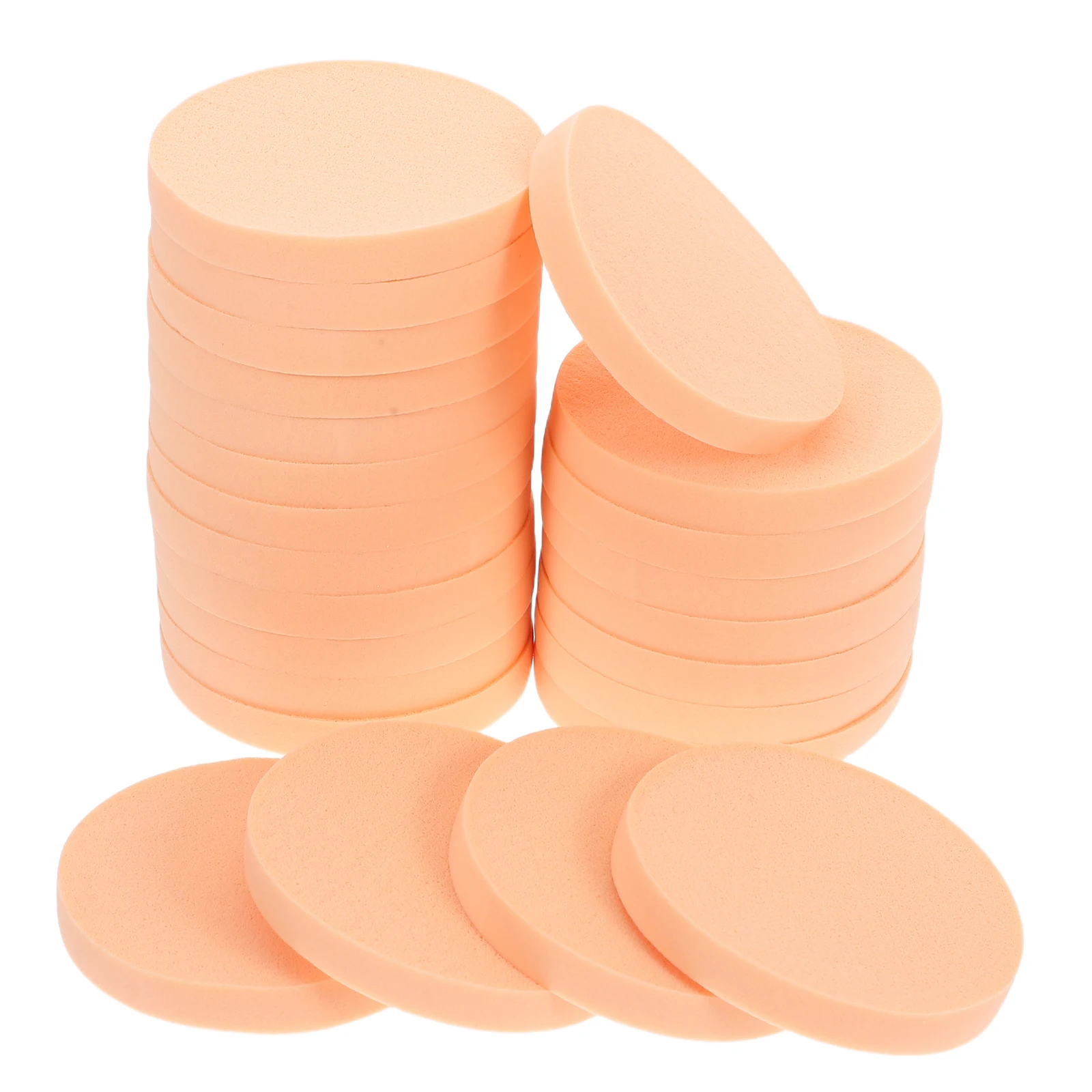 24 個のメイクアップスポンジセットプレミアムソフトラウンドパウダーパフフェイシャルクリーニングパッド肌に優しいメイク落としパッドポータブル