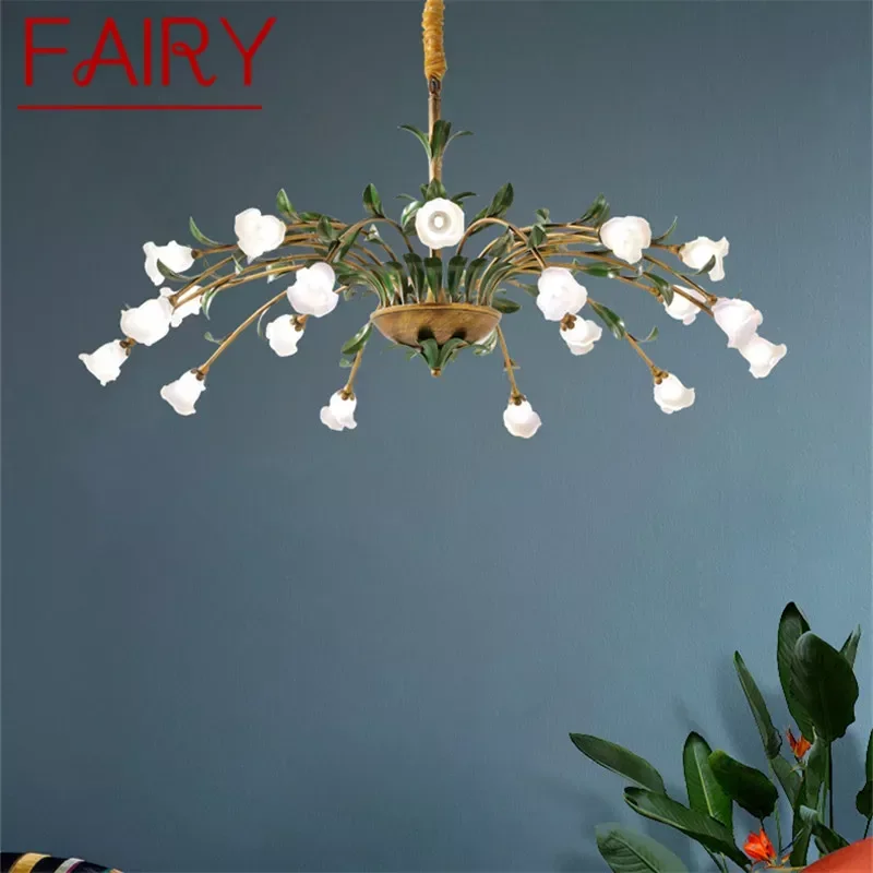 

FAIRY American Pastoral PendantLamp French LED Creativity Flower Living Room Dining Room Bedroom Home Decoration Chandelier