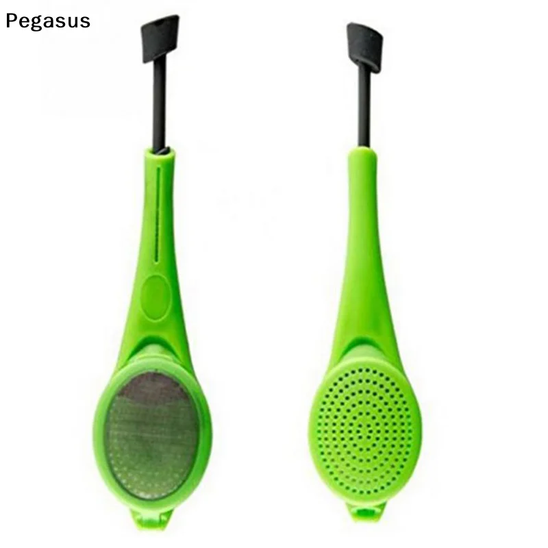 [S]Tea Infuser Loose Tea Leafs Strainer Herbal Spice Silicone Filter Diffuser Green
