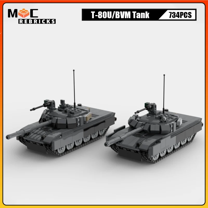 

WW2 Military Series Anti Armed Forces T-80U/BVM Tank Assembling Building Blocks Model DIY Children's Puzzle Toys Christmas Gifts