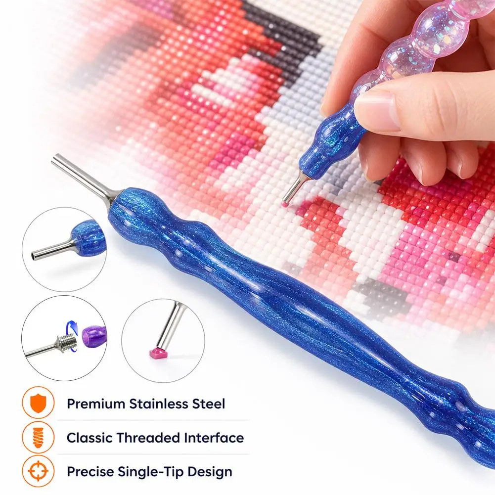 Metal Ultrafine Diamond Painting Pen Tip, Single Drill Replacement Head, Threaded Screw-on Point Drill Tool for Diamond Art DIY