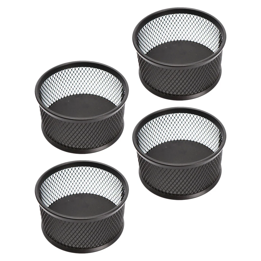 4 PCS Clips for Hair Paper Storage Bucket Multi-functional Organizer Paperclip Cup Mesh Dispenser Black Office