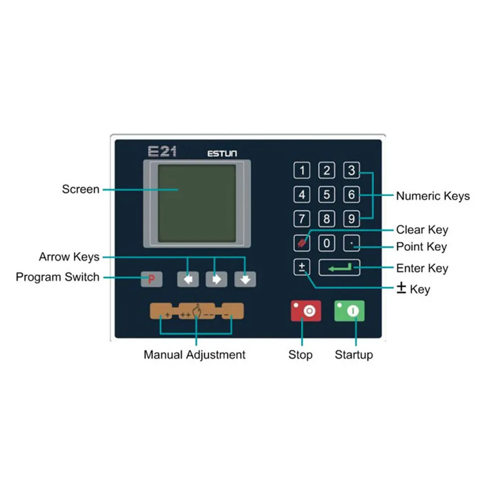 Sistema di controllo della flessione Estun E21, controller della piegatrice, supporto programmazione monofase/multi-step, cambio asse manuale