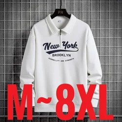 2024 Men Sweatshirt Long Sleeve Collar Oversize Sweatshirt Male 8XL Big Size Zipper Street Pullover Sport Streetwear Sportswear