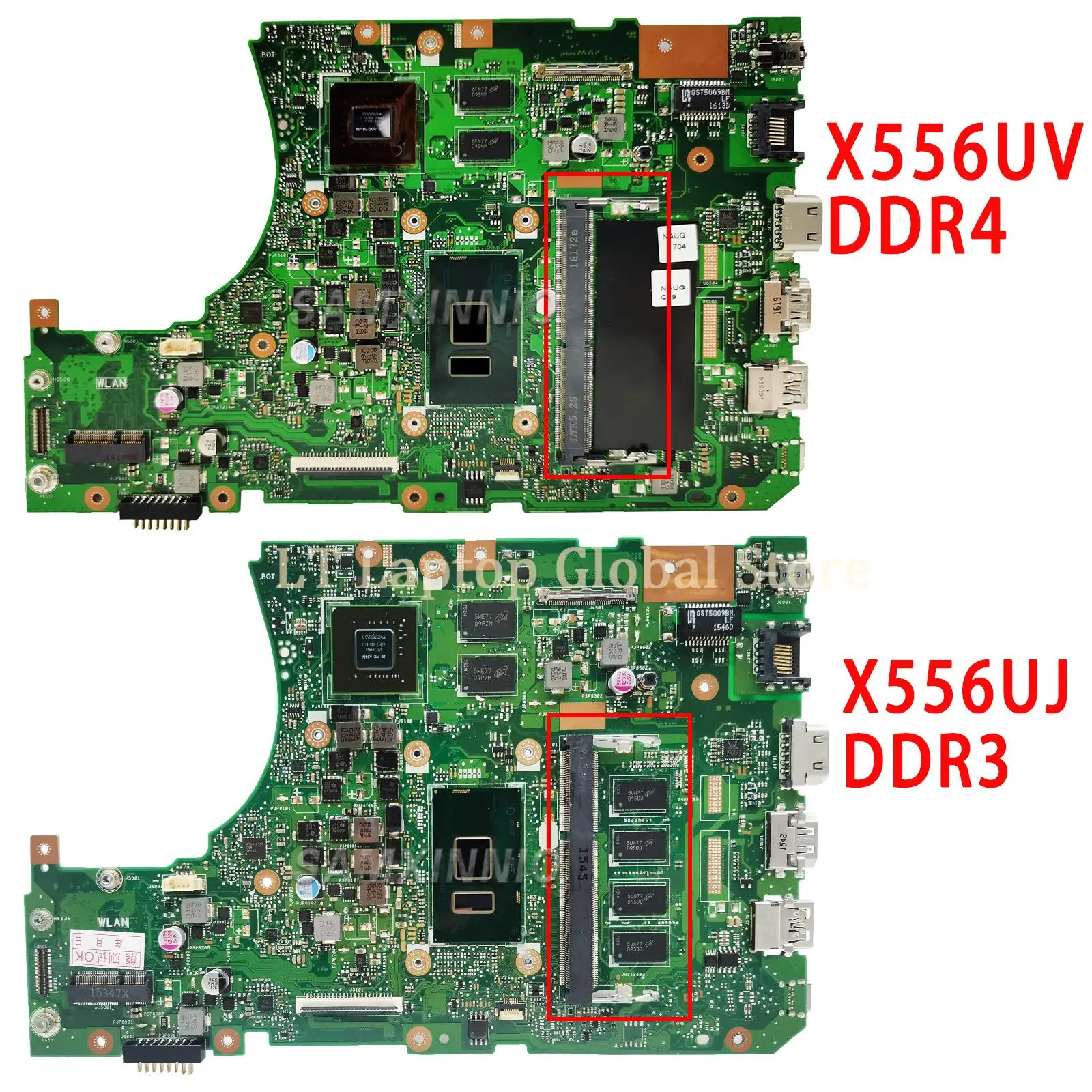 Placa-mãe do portátil para ASUS, Placa-mãe para ASUS A556U X556UJ X556UQ X556URK X556UQK X556UF X556U, I3 I5 I7 GT930M GT940M 930MX 940MX