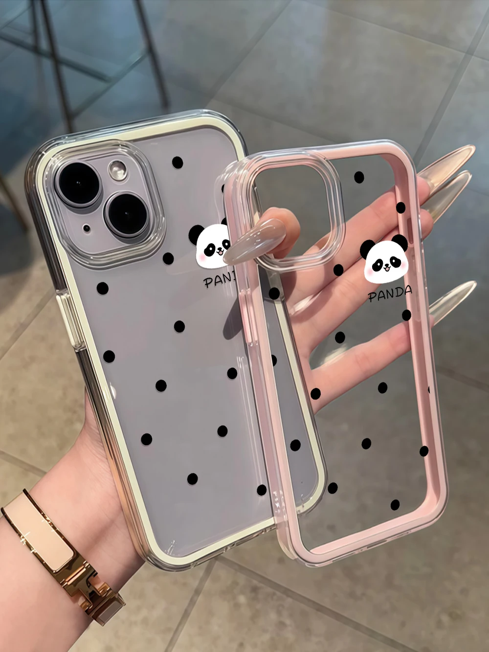 Niedliche Panda- & Polka-Dot-Handyhülle für iPhone 16 14 15 Plus 13 14 15 17 16 12 11 Pro Max Air XS XR Transparente Weiche Hülle – Detail 6