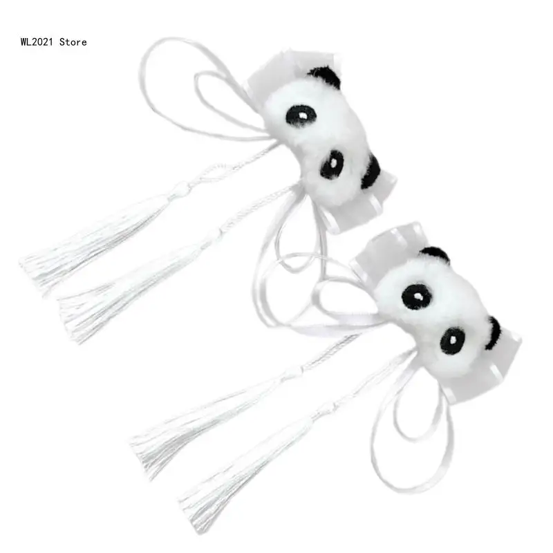 Girl Tassels Panda Hairpin Subculture Bowknot Hair Clip Cosplay Costume Side Pin Teens Girl Y2K Hair Styling Accessories