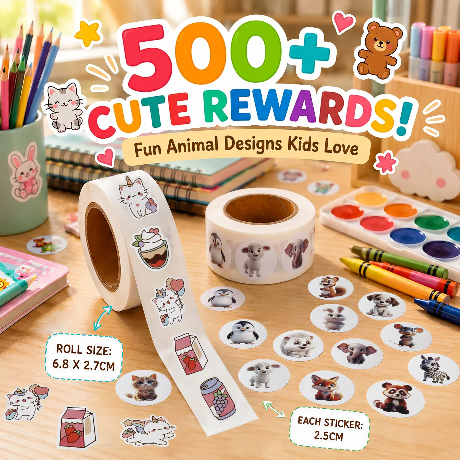 2 Rolls Reward Stickers Encour - Kids Toys 2 Year Old recension och pris