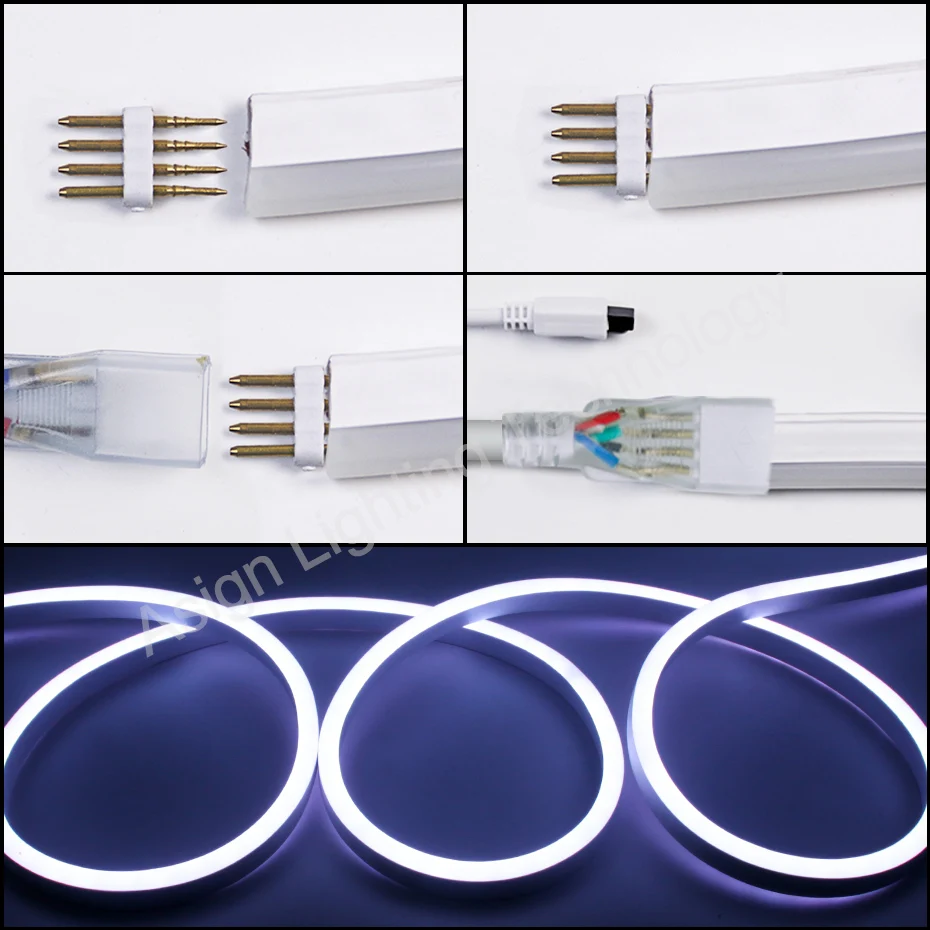 220V LED Neon Strip 5050 RGB Dimmable LED Strip Cahaya IP67 Pintar Fleksibel LED Pita Jarak Jauh/Bluetooth/Tuya WiFi Bekerja dengan Alexa