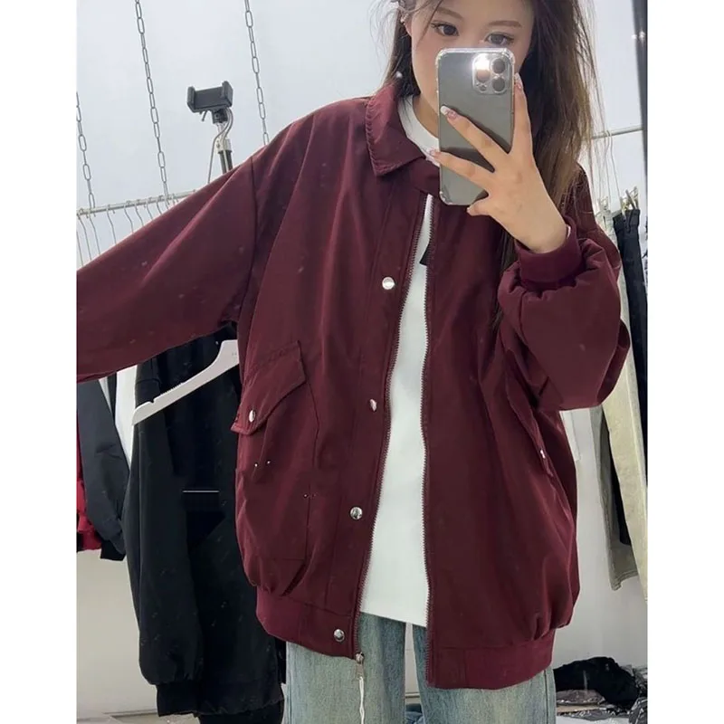 American Style Lady Baseball Jacket Spring Autumn Women Trend Leisure Bomber Coat Female Loose Fitting Lovers Baseball Outerwear