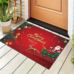 Christmas Pine Needle Deer Santa Claus Kitchen Floor Mat Bedroom Bedside Foot Mat Entrance Welcome Doormat Home Xmas Antypoślizgowy dywanik