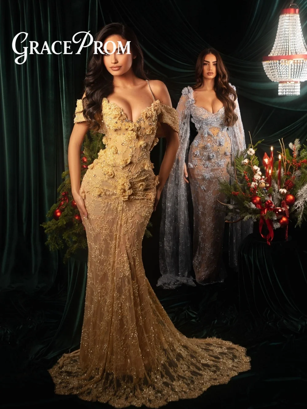 

Romantic Light Yellow Evening Dress 2026 Romantic 3D Floral Carpet Gown Exquisite Beaded Mermaid Floor Length Party Gown فسا