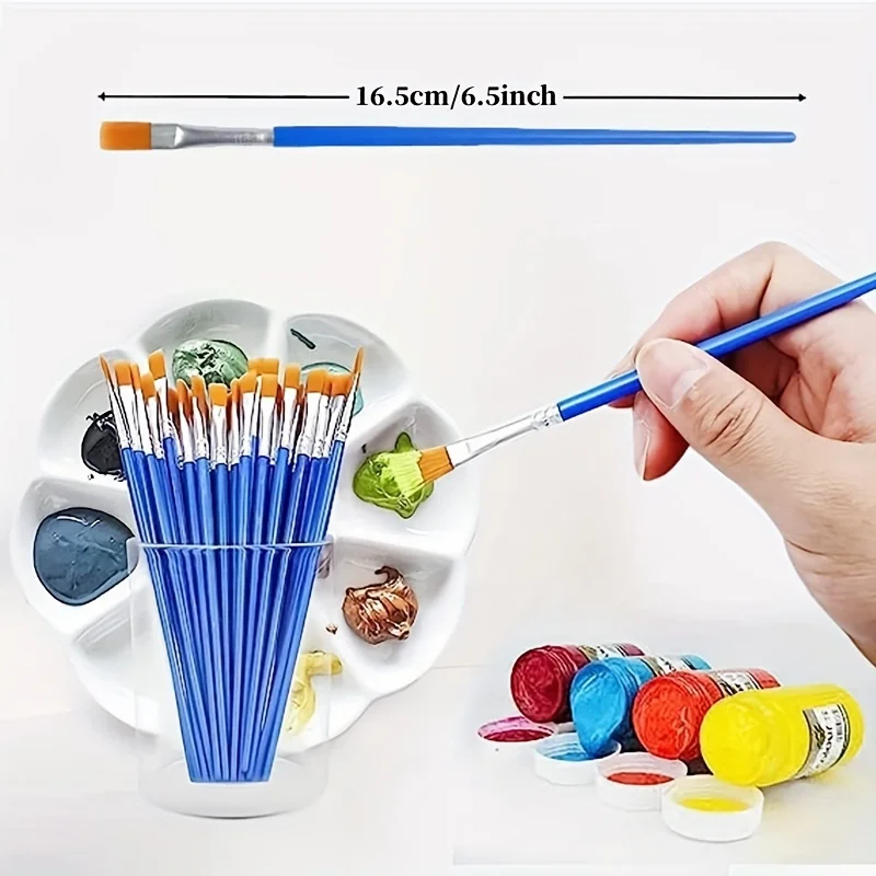 6pcs All-Purpose Flat Paint Brushes: Precision, Comfort, & Durability for Crafts, Canvas & Face Painting