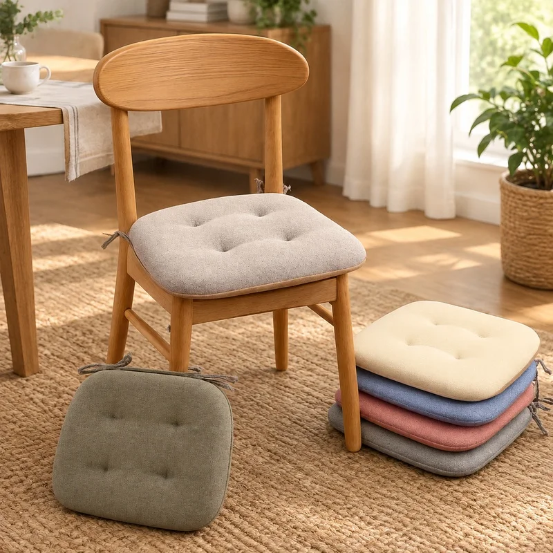 Thick Cotton-Linen Cushion for Horseshoe Chair Comfort, Breathable Seat Pad Ideal for Dining and Study Areas