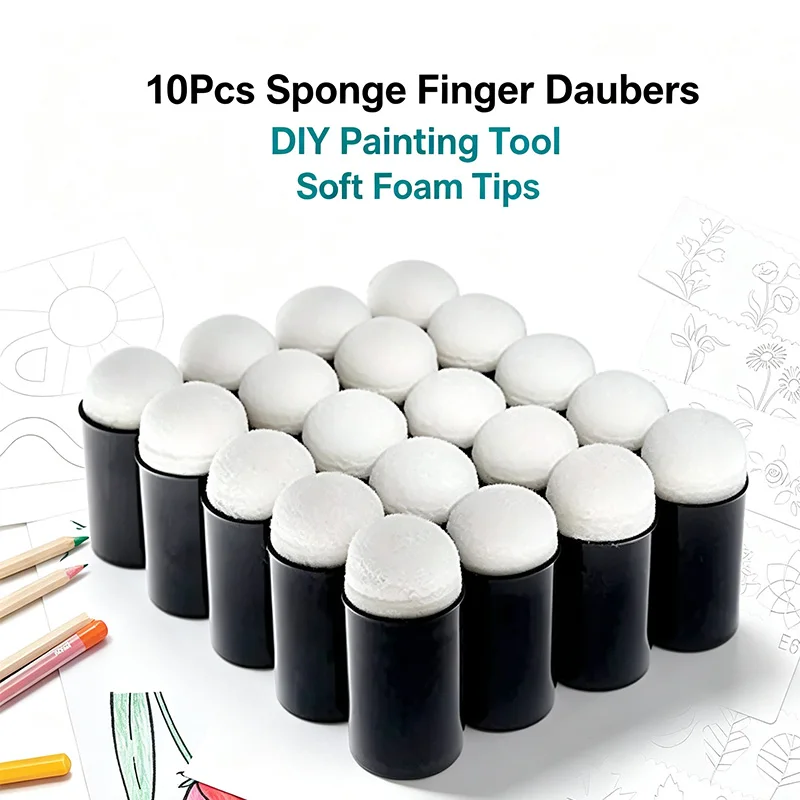 10Pcs Soft Foam Painting Tool Sponge Finger Daubers DIY Craft Ink Blending Stamps for Card Making HHHM02