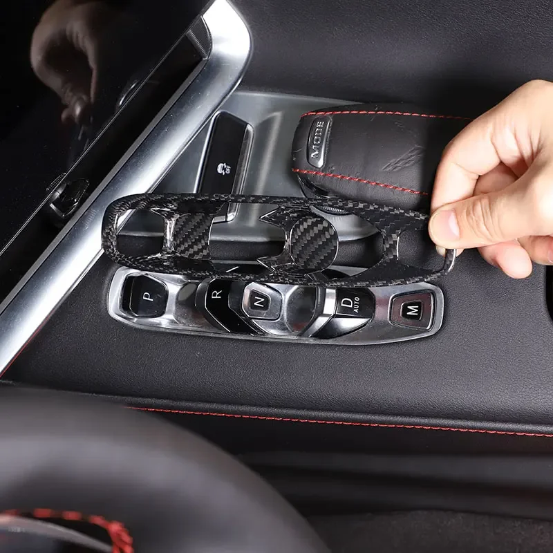 

Real Hard Carbon Fiber For Chevrolet Corvette C8 2020 2021 2022 2023 Car Console Gear Shift Button Sticker Accessories