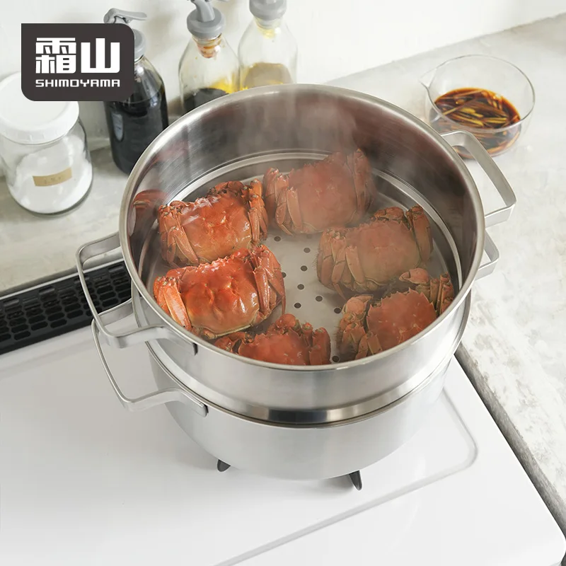 

SHIMOYAMA Kitchenware Stackable Steamer Basket 304 Stainless Steel Cooking Pot Food Steamer Cooker Pot Set
