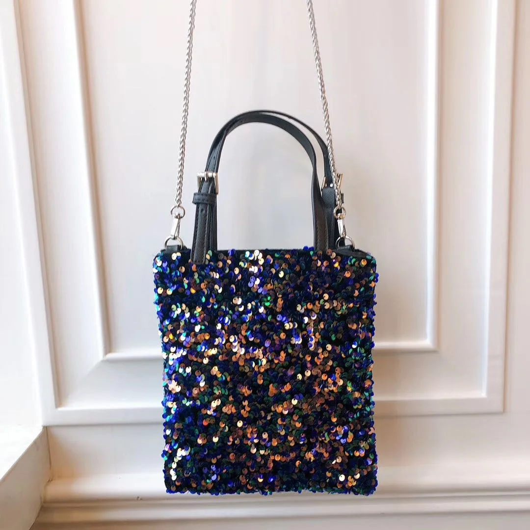 Bolsa Transversal Feminina com Corrente e Glitter, Estilo Dongda Gate Jpx, Nova, Versátil, Modelo Goddess, Moderna, Tipo Saco...