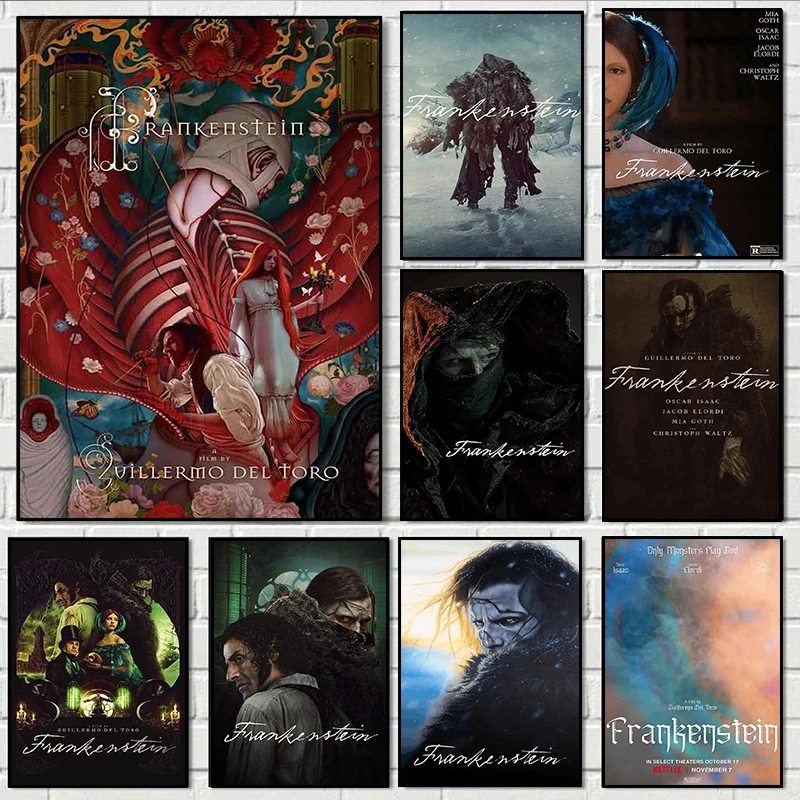 ملصقات مطبوعة على القماش من فيلم فرانكنشتاين، جداريات زخرفية تحت عنوان الفيلم، ديكورات غرفة المنزل الحديثة، هدايا عيد الميلاد، غير مؤطرة #1
