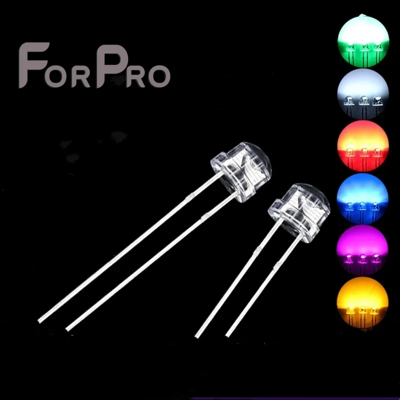 100pcs 5mm Straw Hat  Led Diodes Emitting  Assortment Micro Lamp Electronic Project Kit  for Science Experiment  Circuit Board