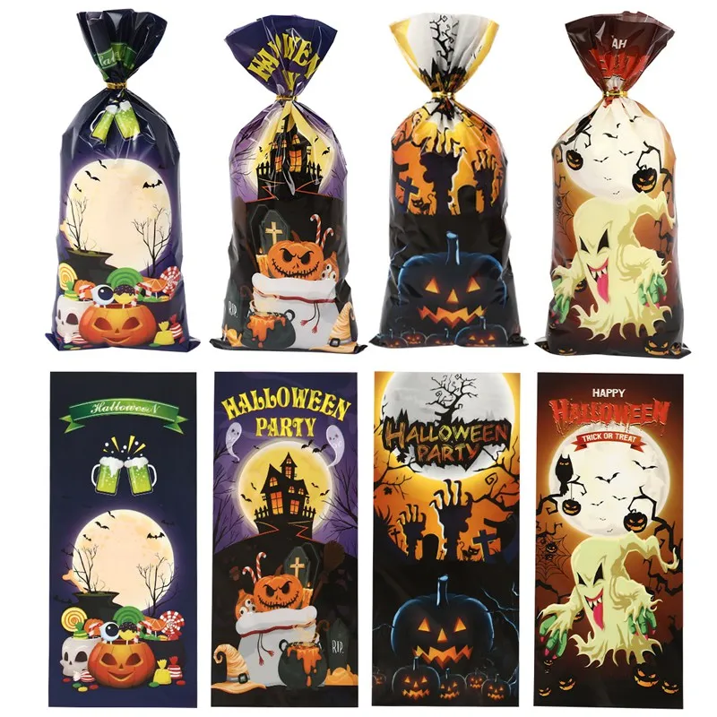 Halloween Ghost Pumpkin Candy Bag Gift Cookie Bags Biscuits Snack Plastic Packaging Bags Halloween Party Decoration Supplies