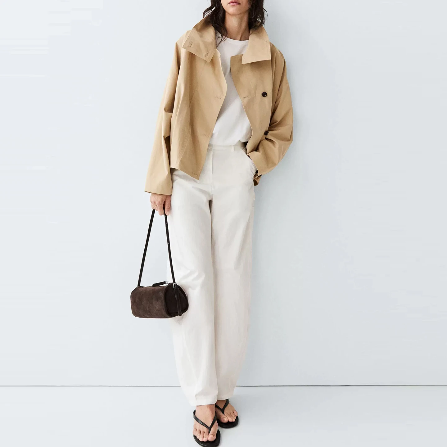 Fashionable Pilot Jacket Women's Short Coat Stand Collar Pleated Details Summer 2026 New Arrival ZADATA Standard Fit Button C...