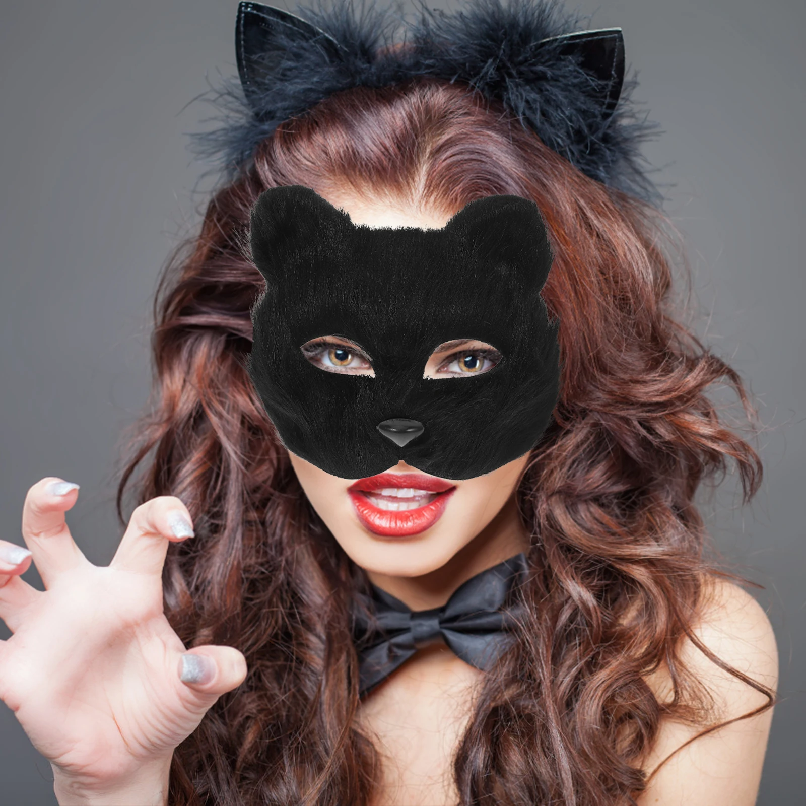 Wolf Maske Handschuh Set Tier Cosplay Zubehör Handschuhe Abschlussball Halloween Maskerade PVC Zubehör Kopf Schwanz