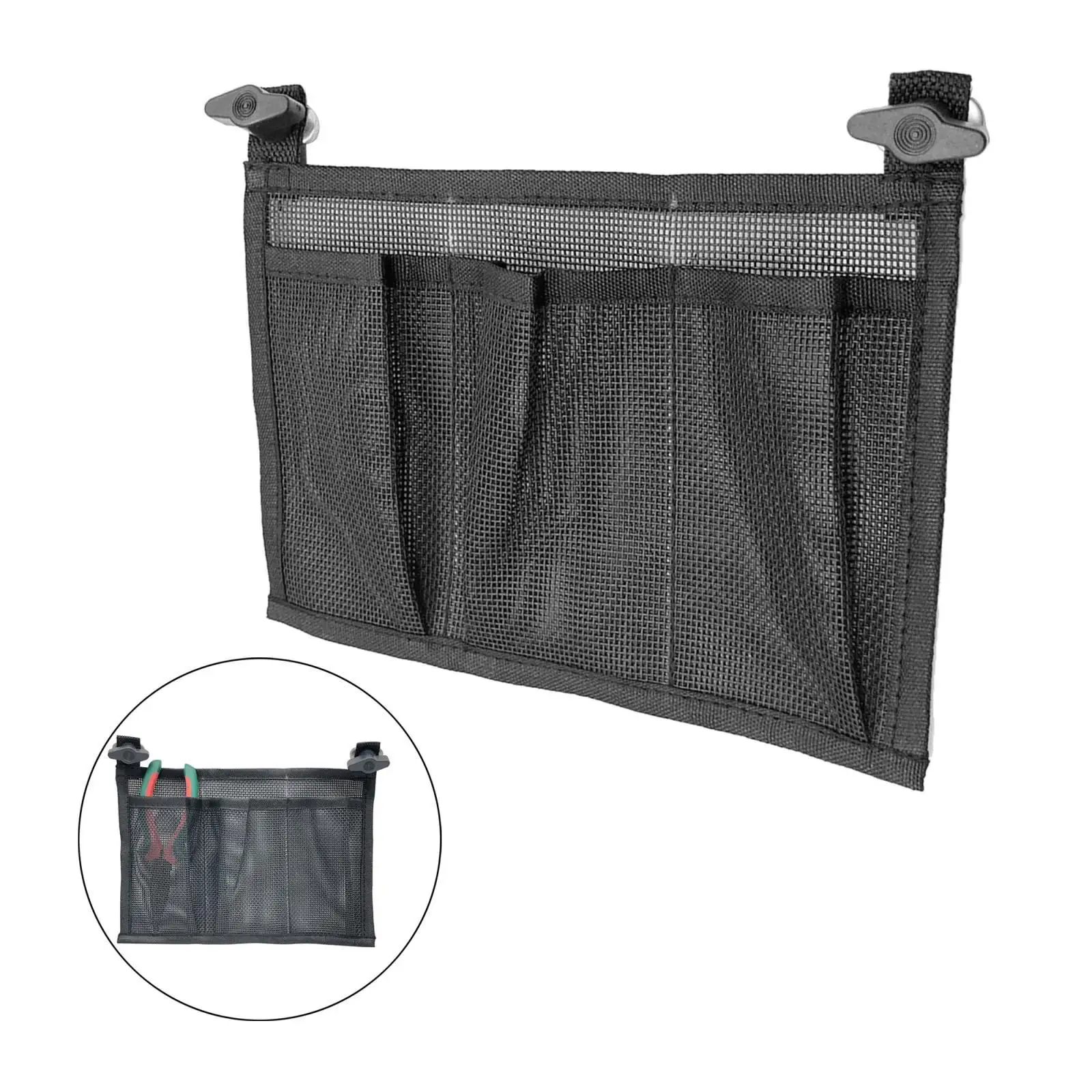 

Kayak Mesh Bag Marine Canoe Storage Pouch Tackles Organizer Black 24x17cm