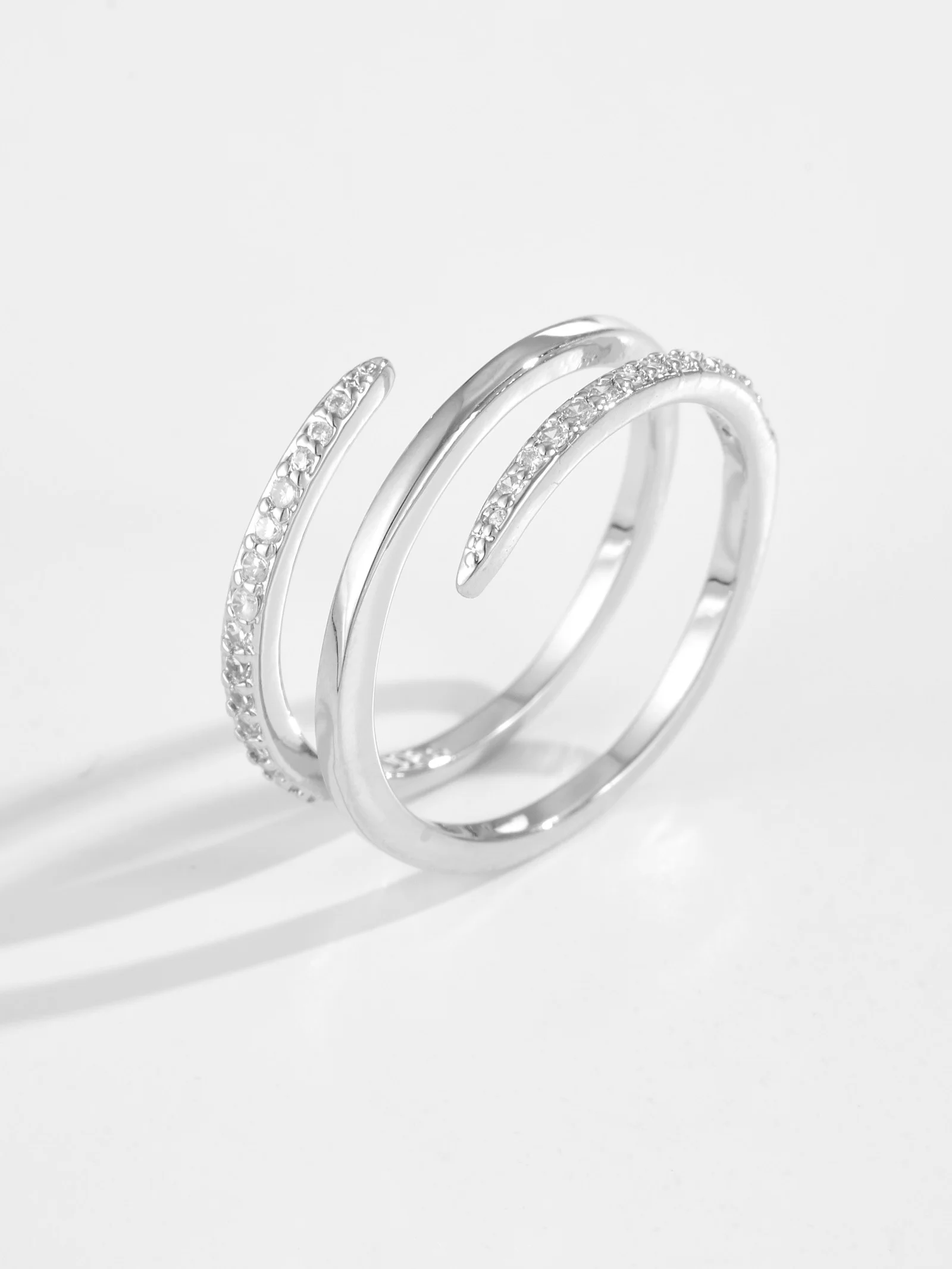 DPLAOPA 925 Sterling Silver Irregular Twist Zircon CZ Ring Adjustable 2026 Women Daily Luxury Fashion Fine Jewelry Accessory