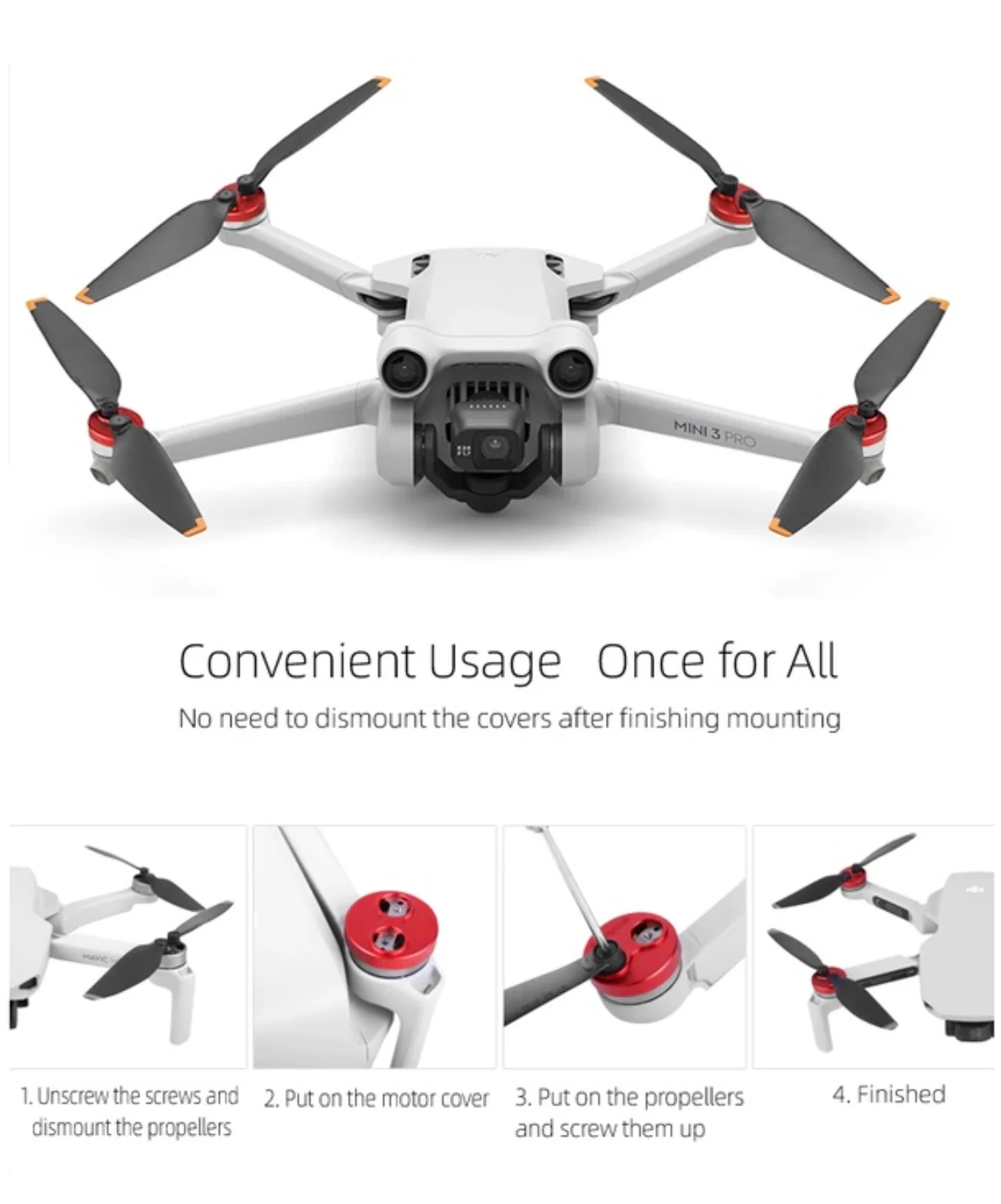 Aluminium Motor Cover Cap Hood for DJI Mini 3 Pro Cover Against Paddles Dust-Proof Engine Protector Heat Dissipation Accessories