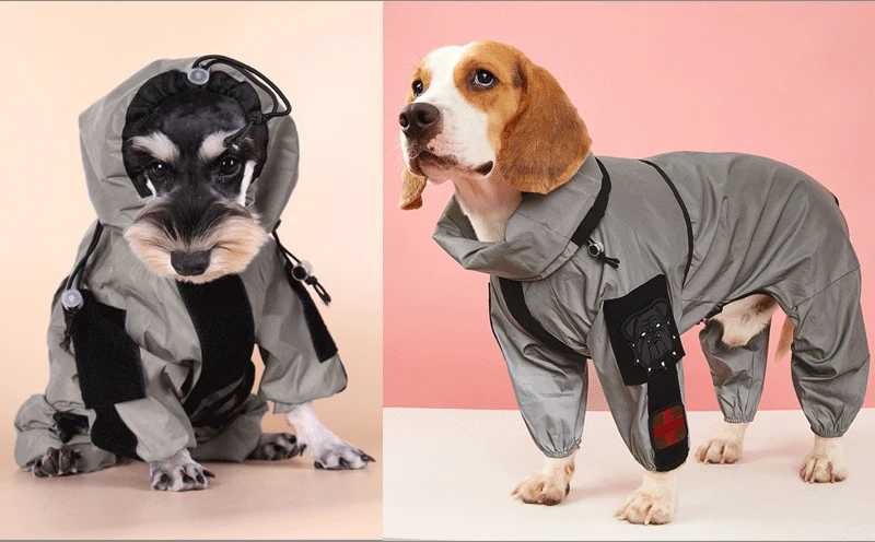 Outdoor-Regenmantel für große Hunde, Sonnenschutz, reflektierende Jacke, Haustier-Regenmantel, Kapuzenpullover, wasserdicht, mittelgroße und große Hundekleidung, Regenmantel-Overall – Detail 6