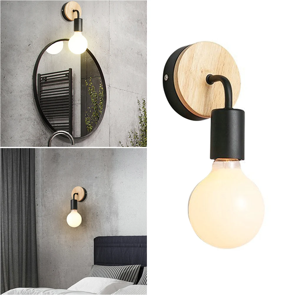 

2Pcs LED Modern Durable Bamboo Bedroom Living Corridor Wall Lamp Corridor E27 Base Rotatable Wooden Wall Lighting