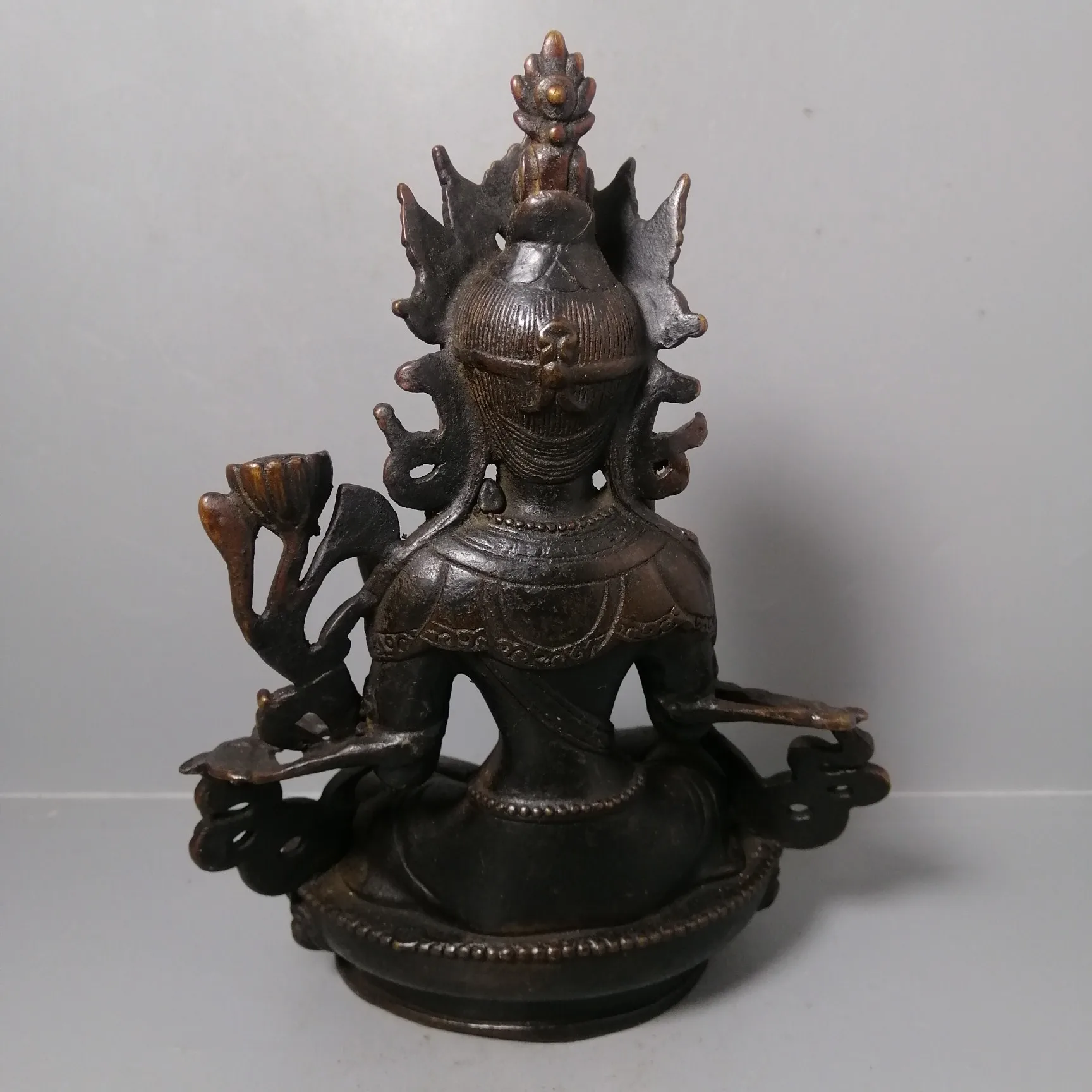 Retro Buddha Statue Tibetan Tantric Buddhism Fairy Tara Bodhisattva Statue Ornament Bronze Metal Large Decorative Buddha Statue