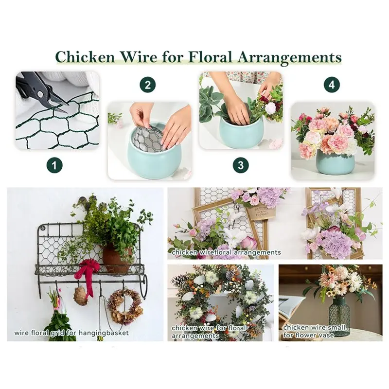 T21C Floral Chicken Wire Mesh DIY Florist Craft Mesh Hexagonal Wire Netting