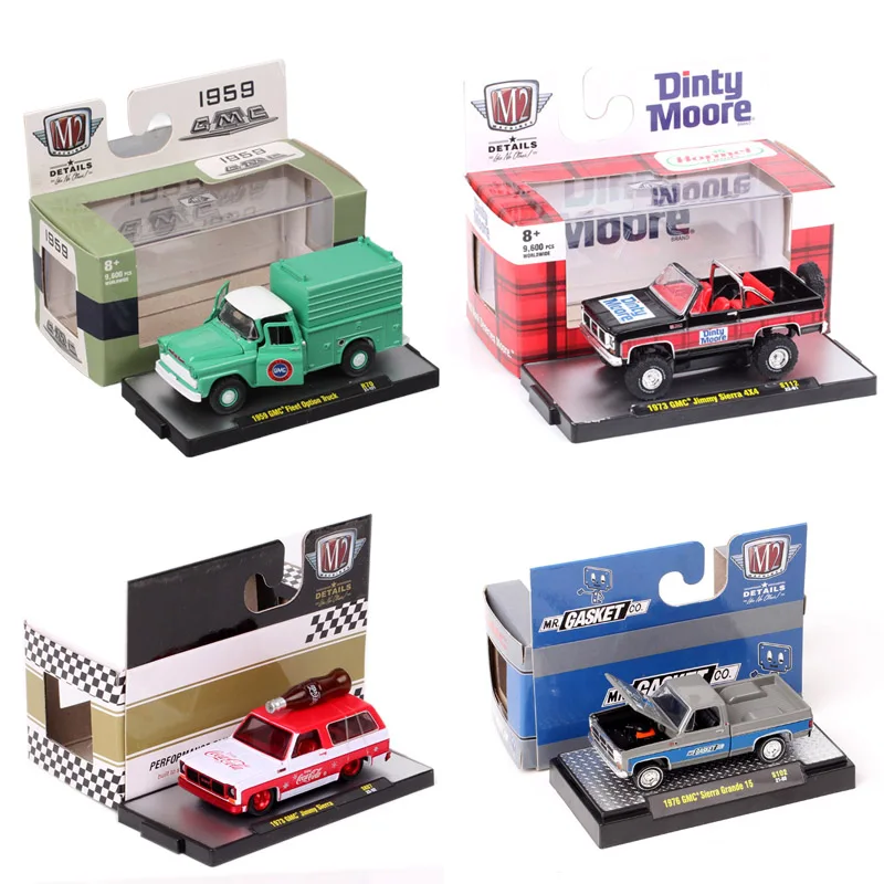 M2 1/64 Scale US 1973 GMC Jimmy Sierra Grande 15 Fleet Option Truck 1959 Diecast Vehicle Model Car Toy Coke Gift Collectibles