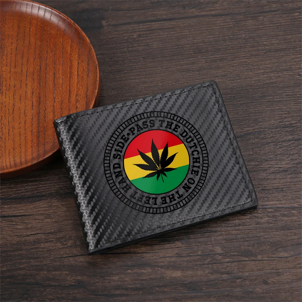 Cannabis leaf circle colors flags text Men's Wallets Simple Business Modern Stylish Printing Design Gifts For Father Boyfriend C